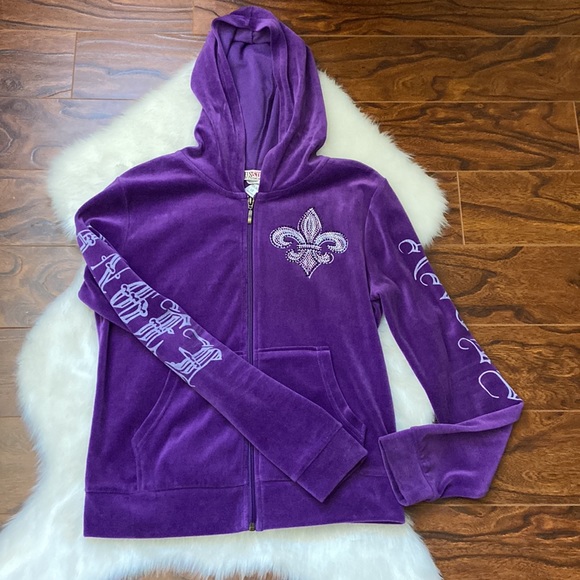 EUC purple velour track suit - Picture 2 of 16